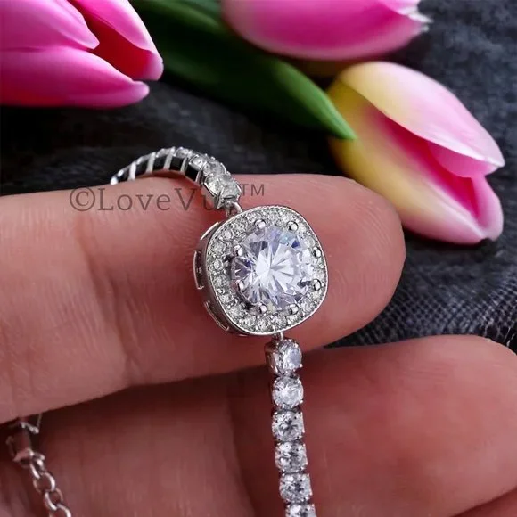 Certified 1ct. t.w. Diamond Halo Tennis Bracelet - Picture 5 of 15